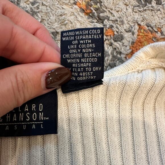 VTG HILLARD & HANSON CASUAL Rib Knit Scoop Neck Sweater Size L Indie Classic - Picture 7 of 7